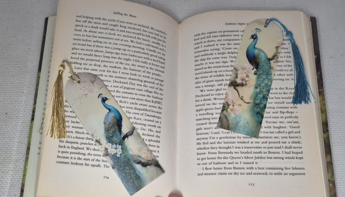 Vintage Style Peacock Bookmark x 2