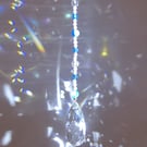 Suncatcher with pear prism and blue and clear beads handmade sparkly unique