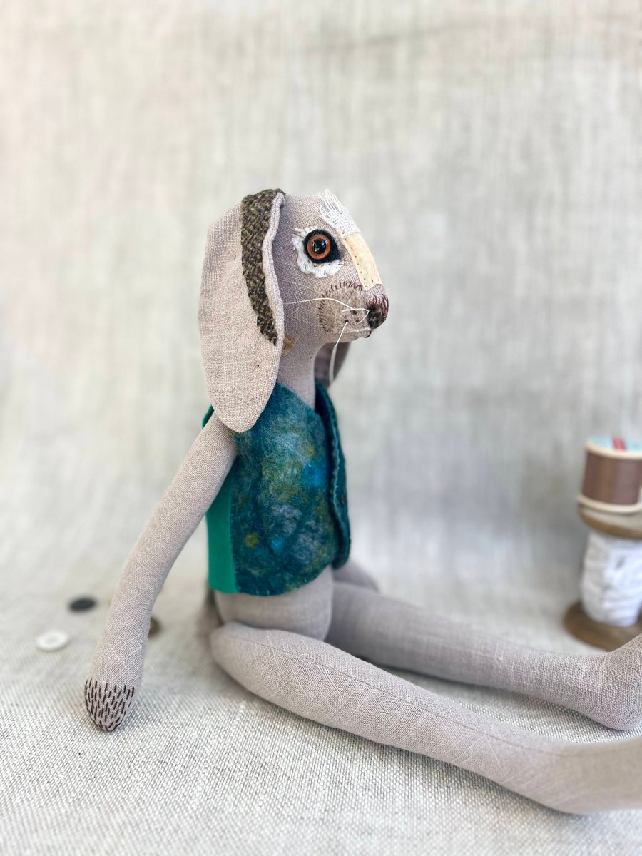 Handcrafted Textile Doll- Bennie the Rabbit