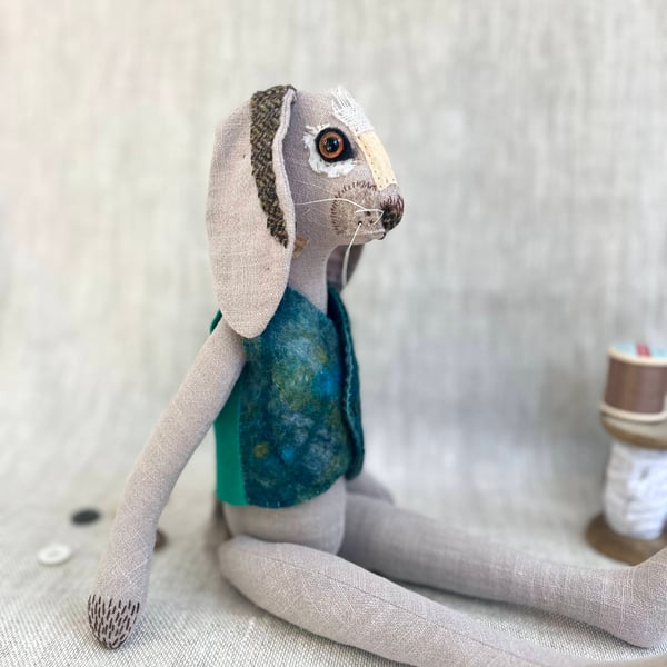 Handcrafted Textile Doll- Bennie the Rabbit