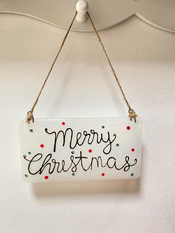 Fused Glass Merry Christmas Hanger