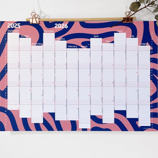 Doodle Design 2025-6 Academic School Year Wall Planner Print A3