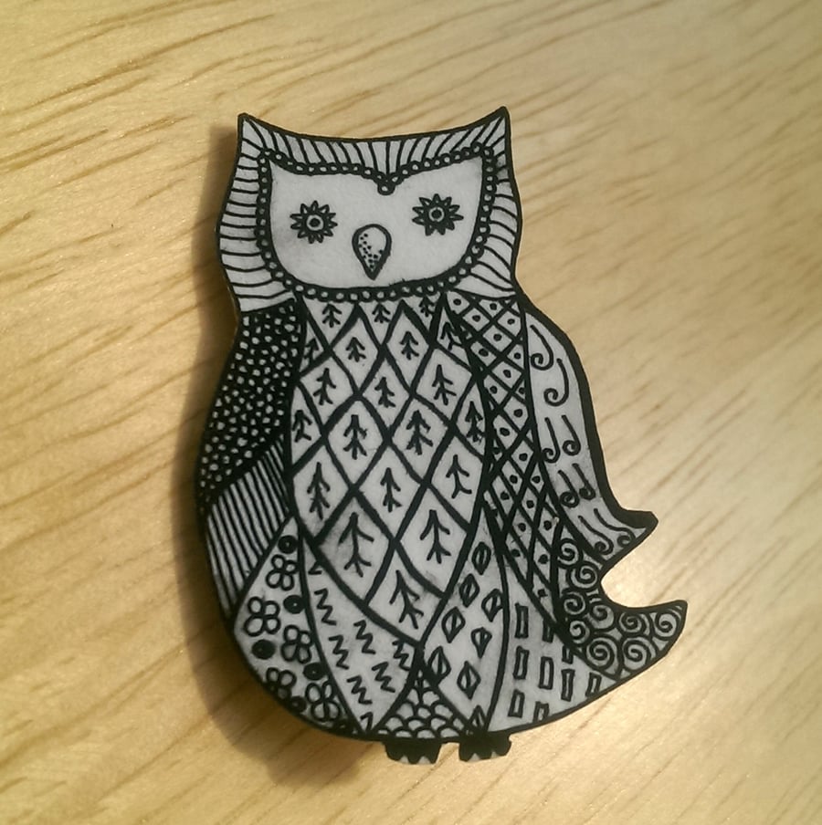 Monochrome Owl Brooch