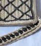 Crocheted clutch - cream and olive green with gold lining. - Image 3