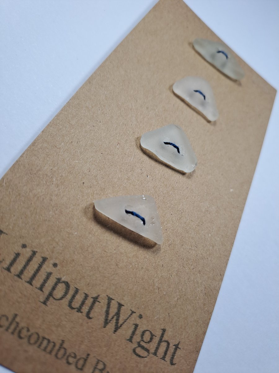 Set of four frosted sea glass buttons