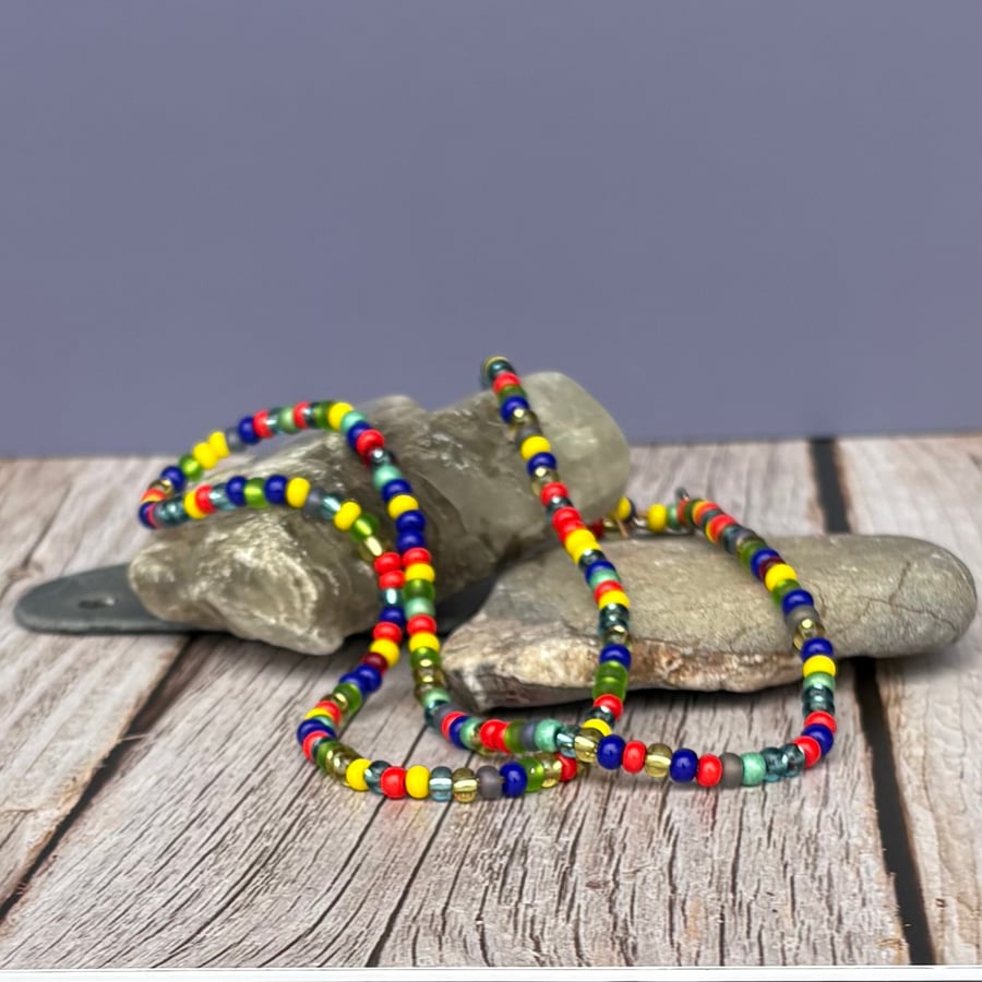 Glass Bead Necklace or Bracelet - Random Colours