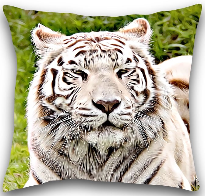 White Tiger  Cushion White Tiger cushion cover