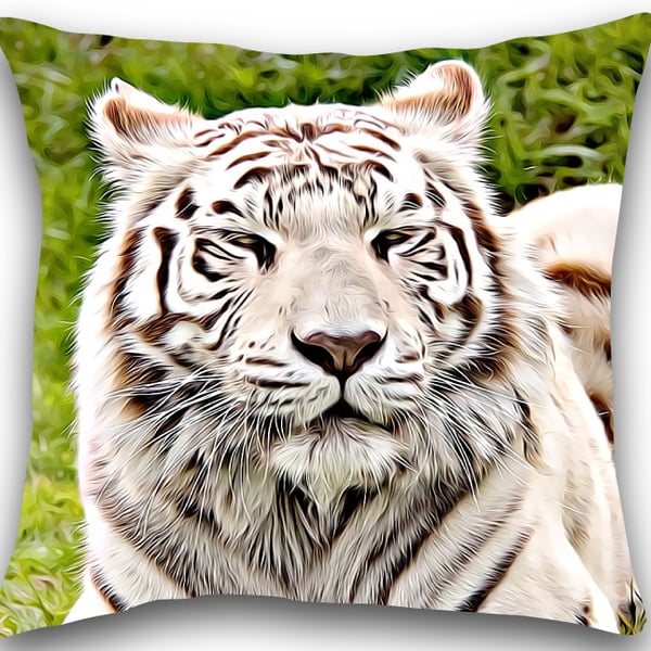 White Tiger  Cushion White Tiger cushion cover