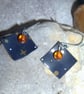 Summer seconds upcycled tin earrings with amber stone and sterling silve - Image 2