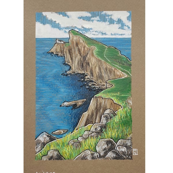 Neist Point, Isle of Skye, small original artwork, Scottish landscape