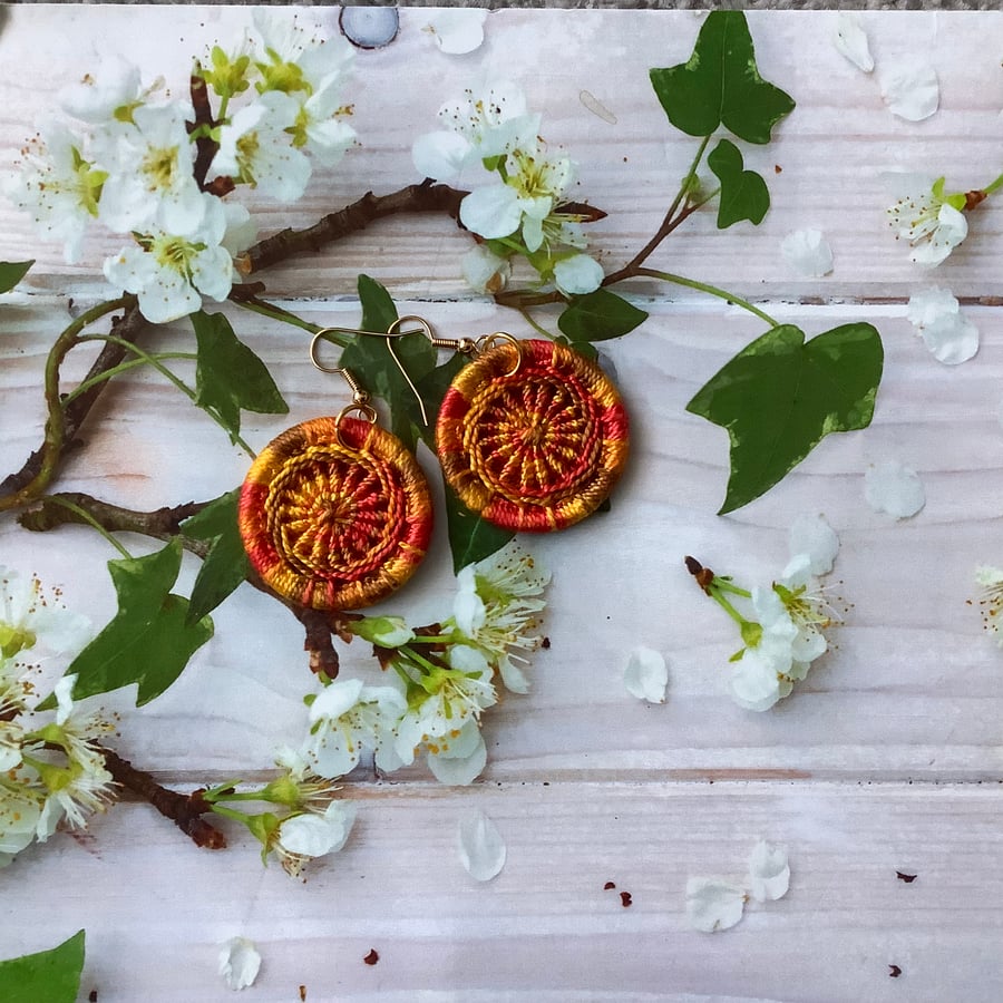 Dorset Button Pumpkin Earrings 