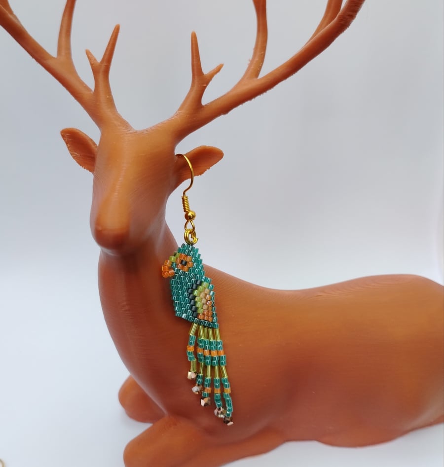  Parrot seed beaded earrings 