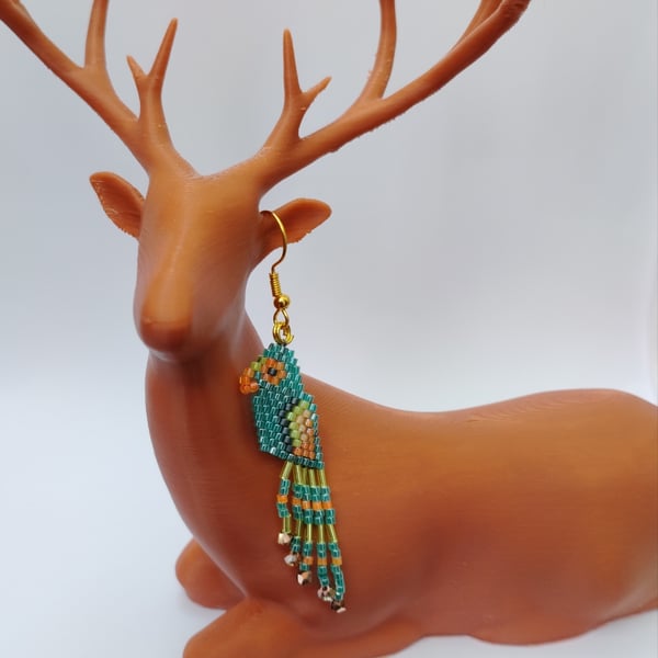  Parrot seed beaded earrings 