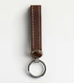 Dark Brown Full Grain Leather Strap Keychain Chrome Medallion Handmade UK - Image 4