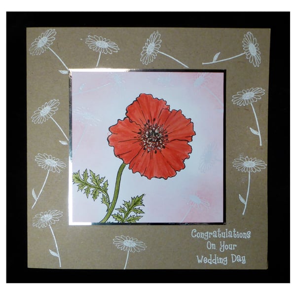 Poppy and Daisies Wedding Card (Con403)