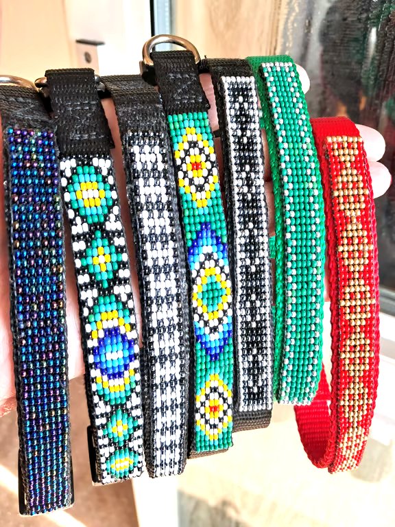 Beaded Geometric Dog Collars handmade