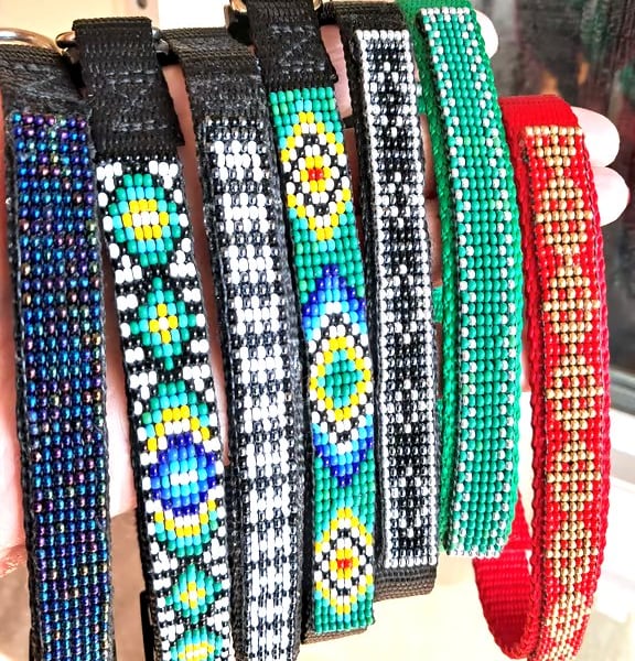 Beaded Geometric Dog Collars handmade