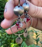 Antique Finish Crystal Dangle Earrings With Pink and Red Crystals Christmas Gift - Image 2