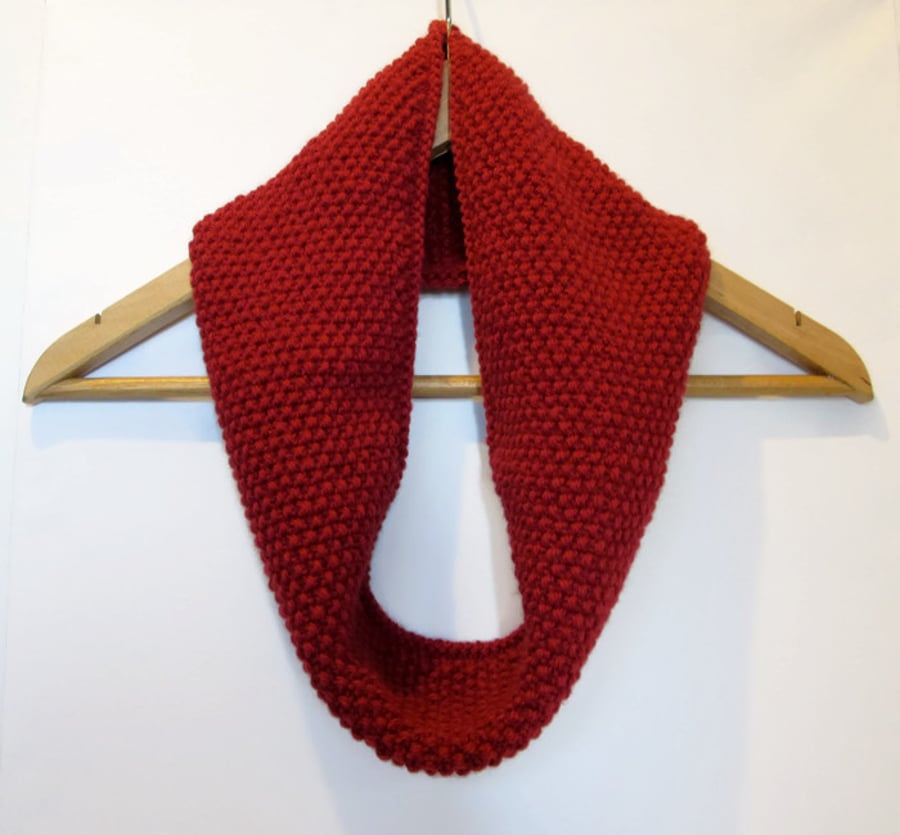 Cowl Infinity Scarf in Deep Red Alpaca Wool