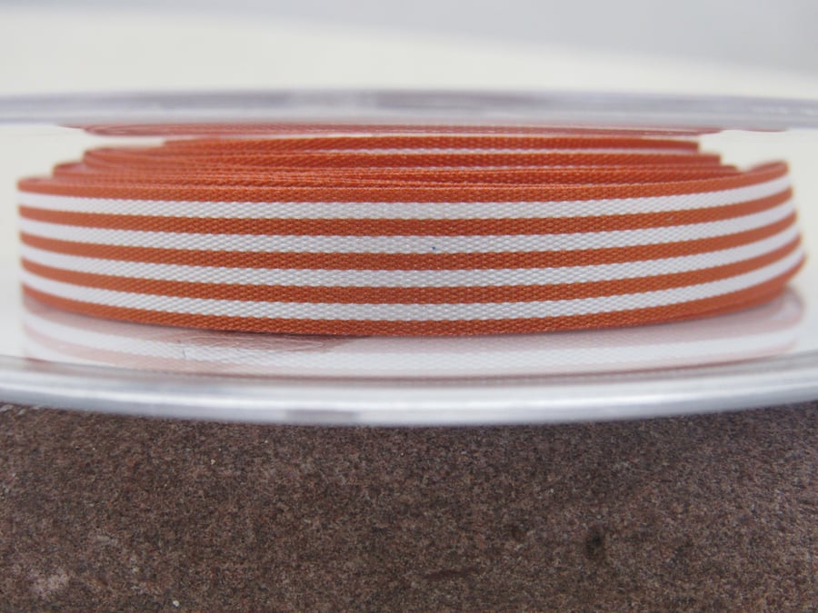 3 Metres Berisfords Rust Brown Pencil Stripe Ribbon