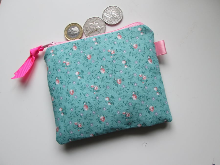SALE Pretty Floral  Coin Purse
