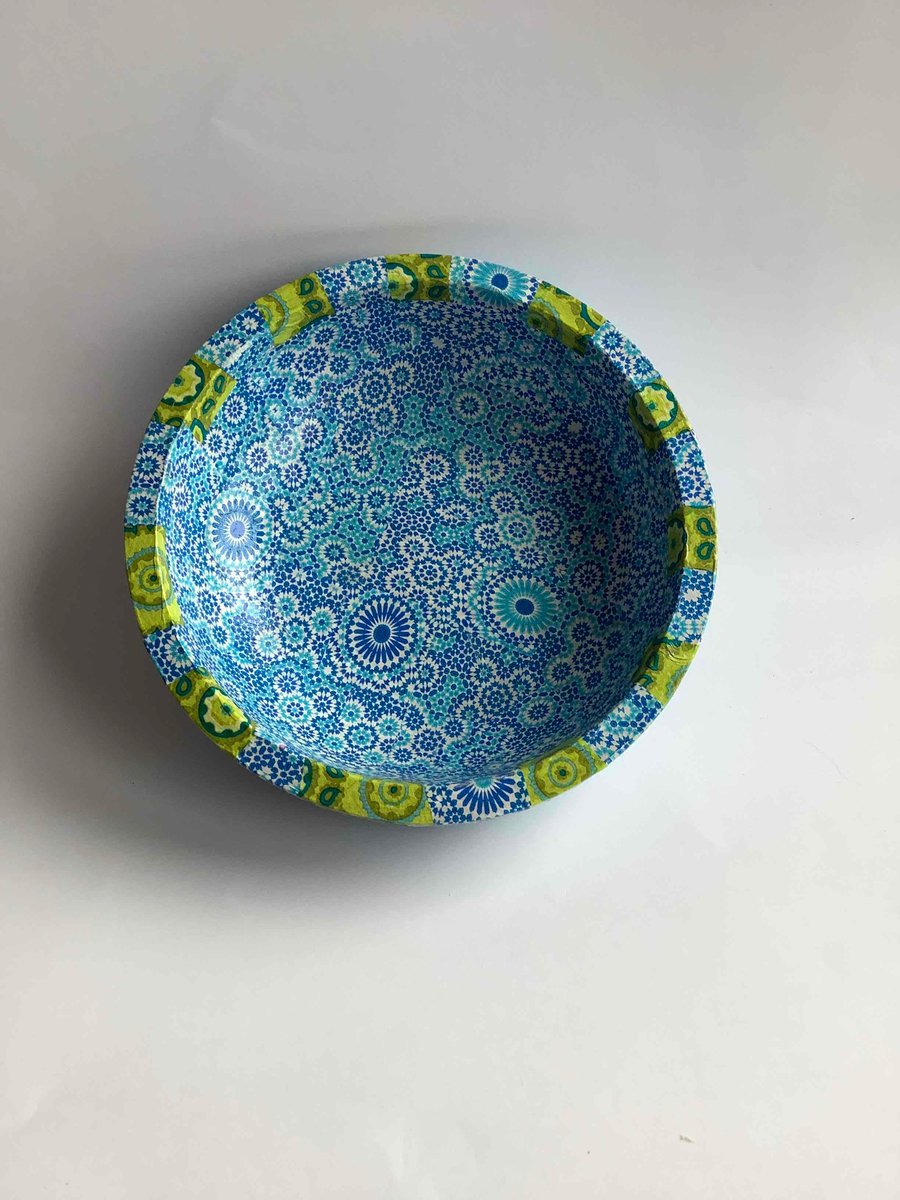 Up cycled Decopatched wooden bowl 