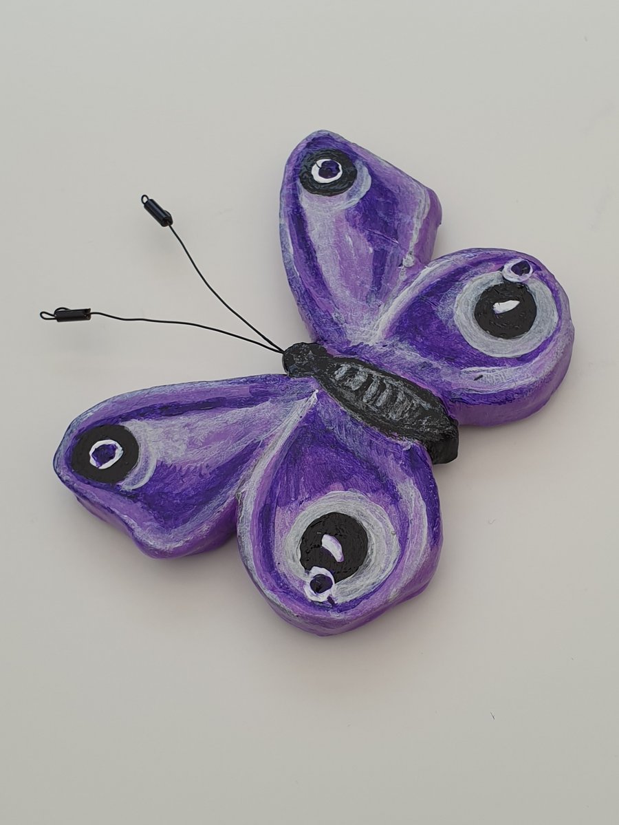  Pretty purple butterfly hand painted fridge magnet