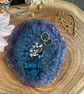 Handmade navy resin coaster with navy crystals, Luxury home decor 
