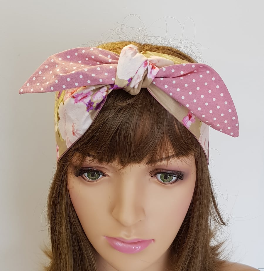 Retro style self tie cotton hair wrap head band... - Folksy