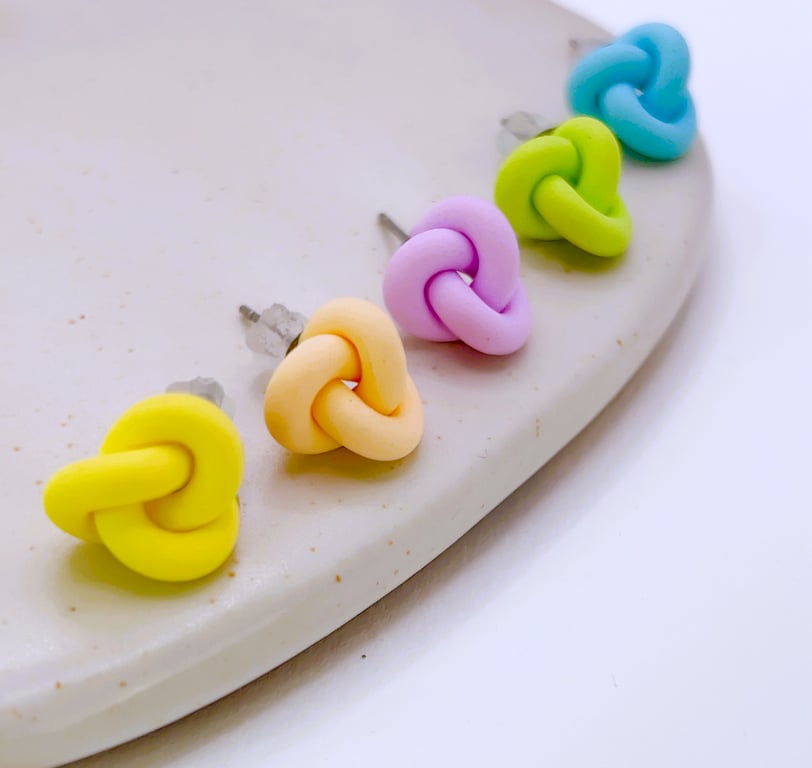 Pastel Knot Studs - Pick Your Colour - Clay Earrings - Gift for Her
