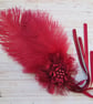 Burgundy Regency Feather Fascinator – Merlot Ostrich Feather & Ribbon Hair Clip