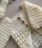 Hand Crochet Baby Cardigan Set – Cream 0–3 Months, Cardigan & Headband