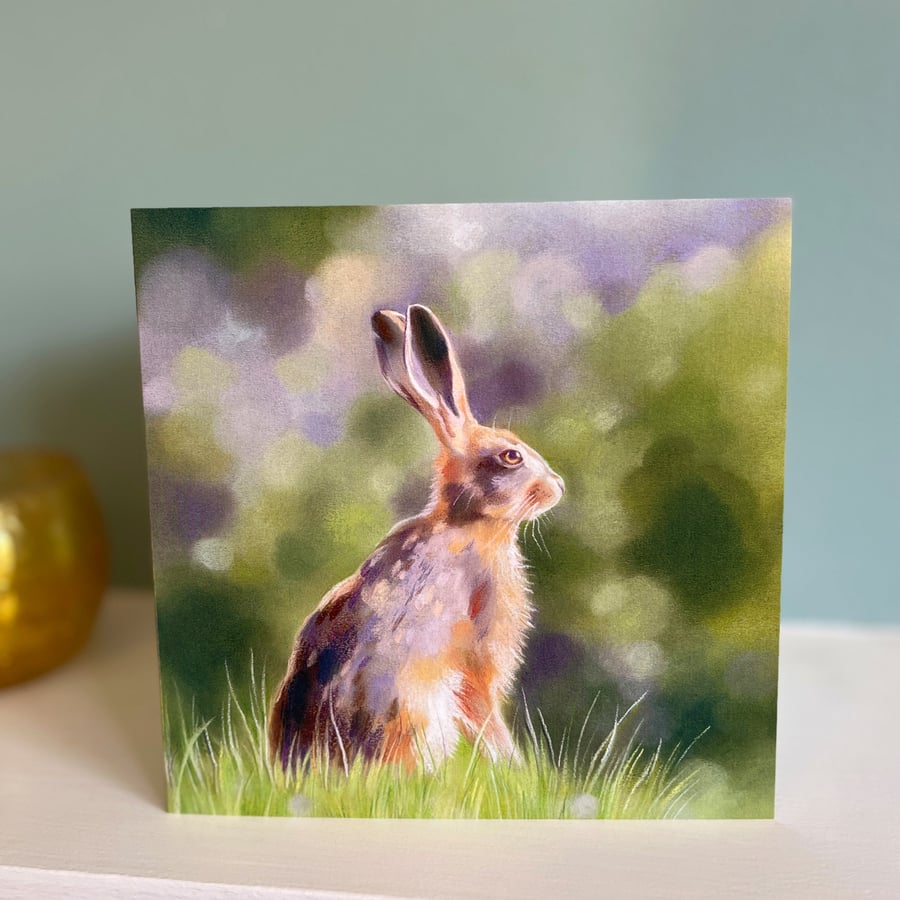 Hare Art Greeting card - soft pastel illustration