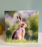 Hare Art Greeting card - soft pastel illustration