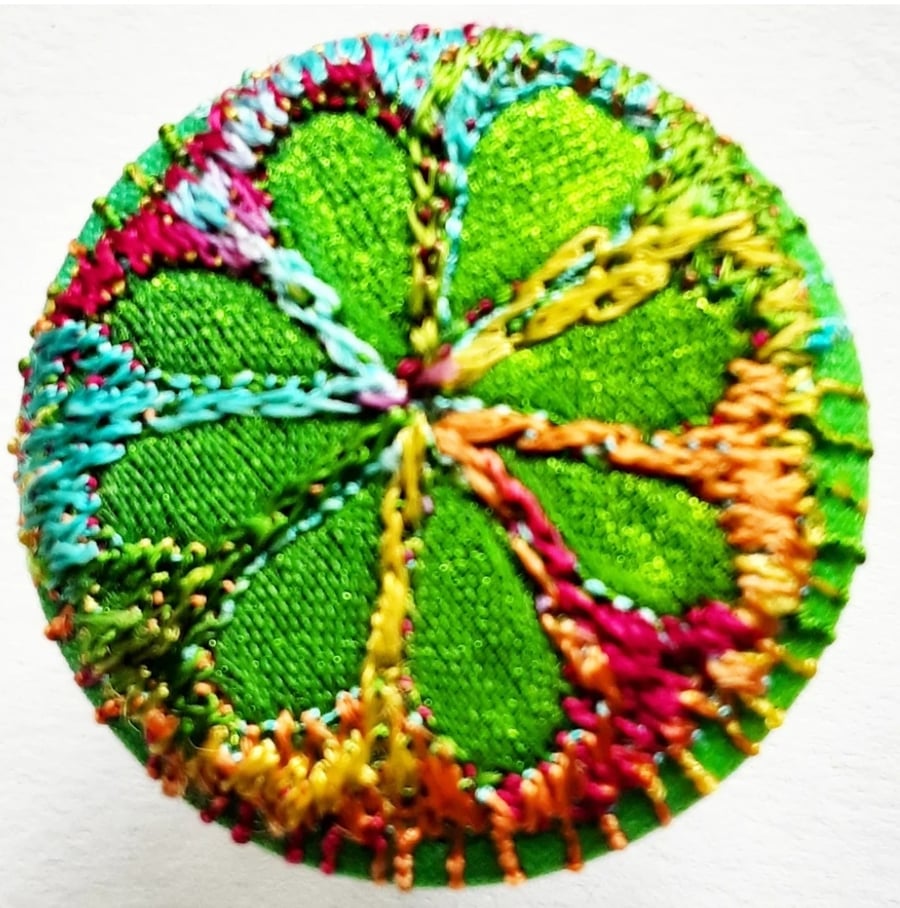 Buttons 1 inch button Hand Dyed Silks and Cottons Free Machine Embroidery Button