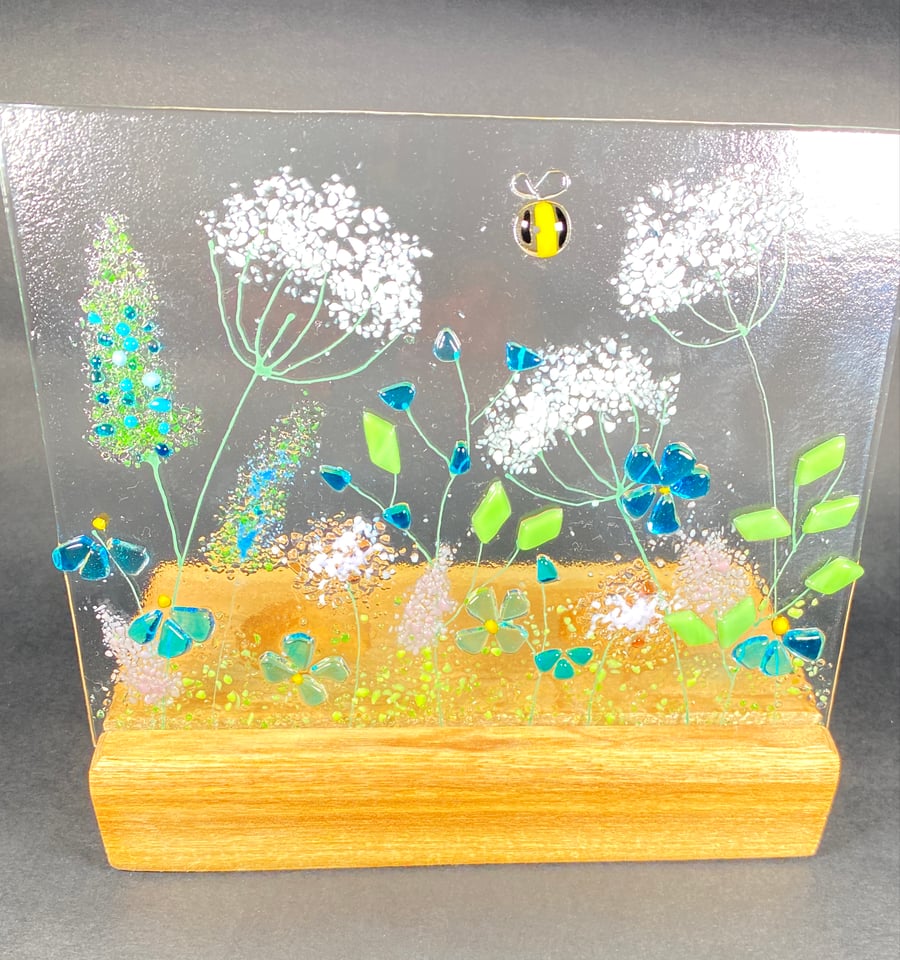 Gorgeous cow parsley  meadow - fused glass art