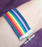 Upcycled Denim Rainbow LGBT Pride Wristband Cuff Bracelet - Free Postage - Image 6