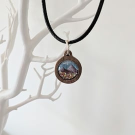 Happy Place Wildflower Mountain Original Miniature Artwork Necklace