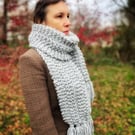 Hand knitted super chunky soft scarf