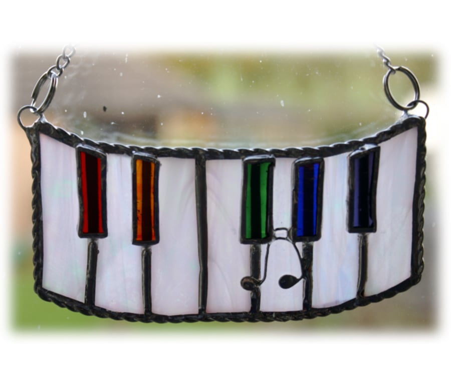 SOLD Piano Suncatcher Stained Glass  Keyboard Keys Music Handmade
