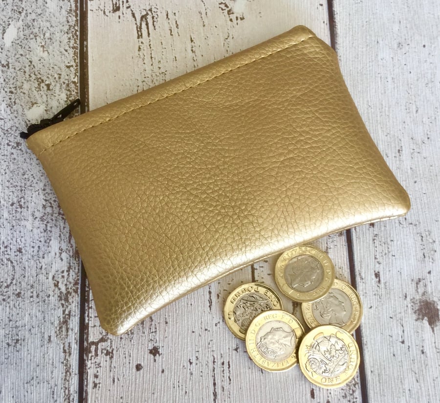 Gold Faux Leather Coin Purse