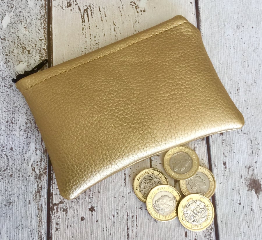 Gold Faux Leather Coin Purse Folksy