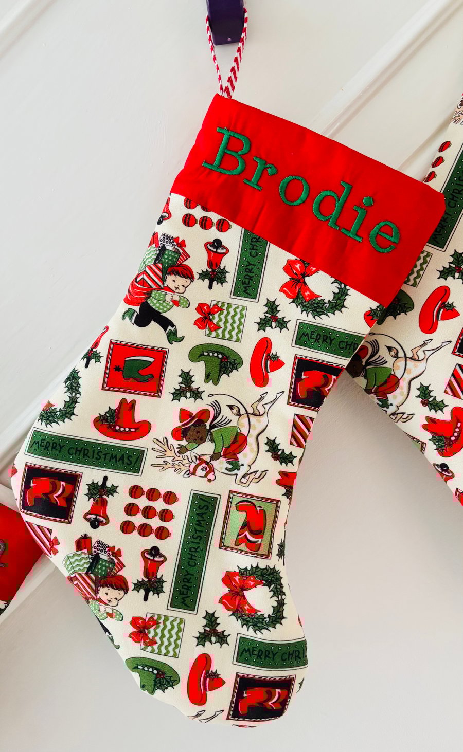 Personalised medium Christmas stocking - cowboy print