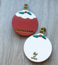 Christmas pudding and snowball hanging decorations - Image 1
