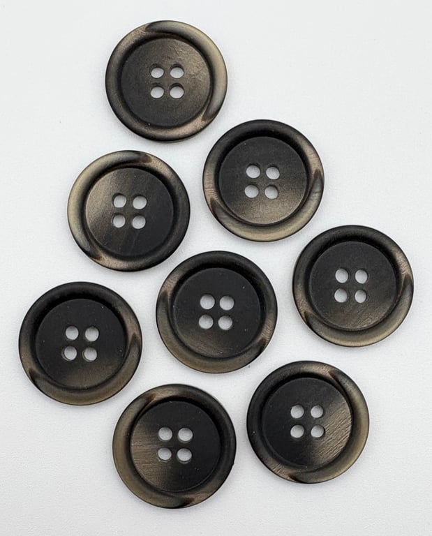 Bag of 50 Two Tone Round Buttons, 20mm Wide, Brown Soft Sheen Finish