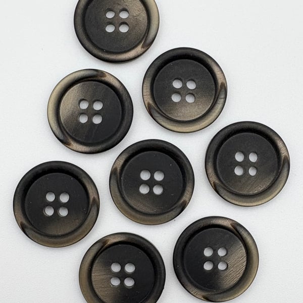 Bag of 50 Two Tone Round Buttons, 20mm Wide, Brown Soft Sheen Finish