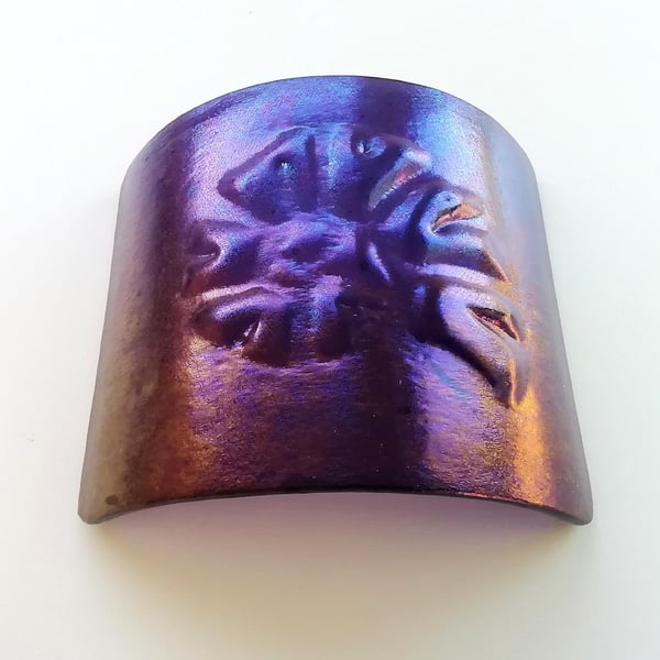 Iridised Glass Ammonite Tealight Cover: Fused Glass Ornament