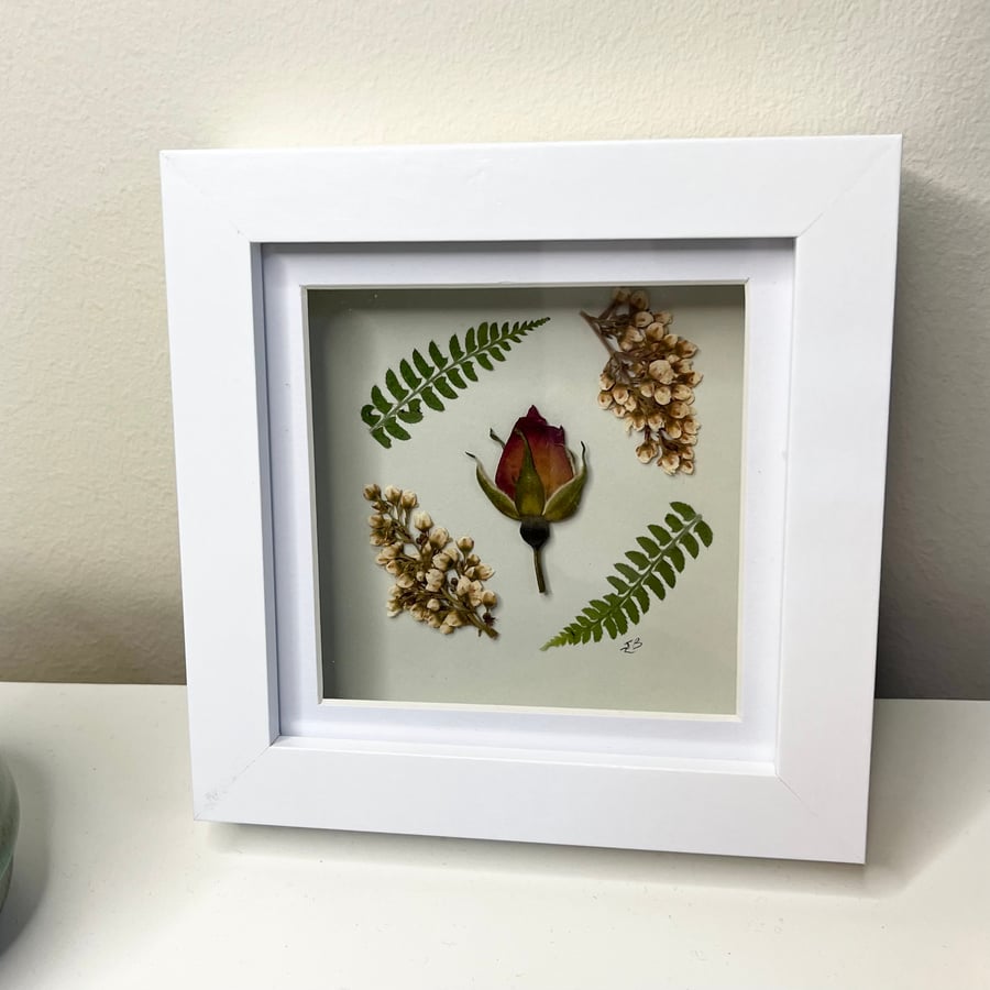 Real Pressed Rose Bud, Framed Art, Mother’s Day, birthday gift