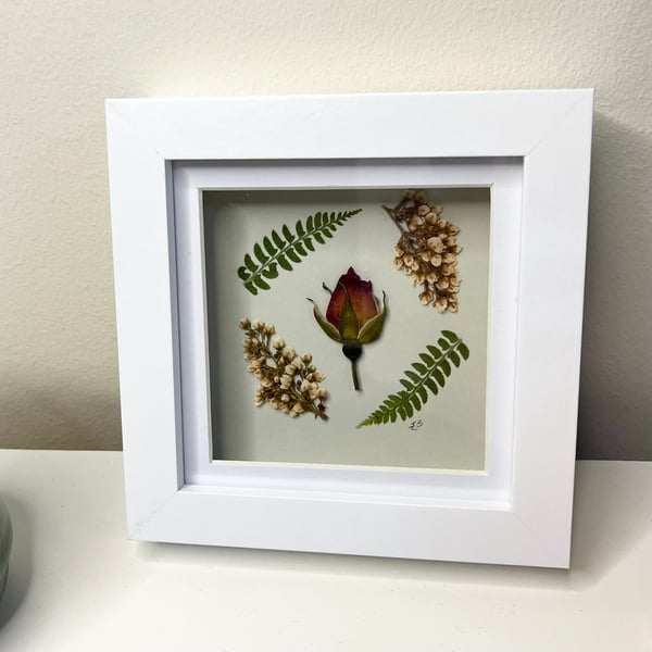 Real Pressed Rose Bud, Framed Art, Mother’s Day, birthday gift