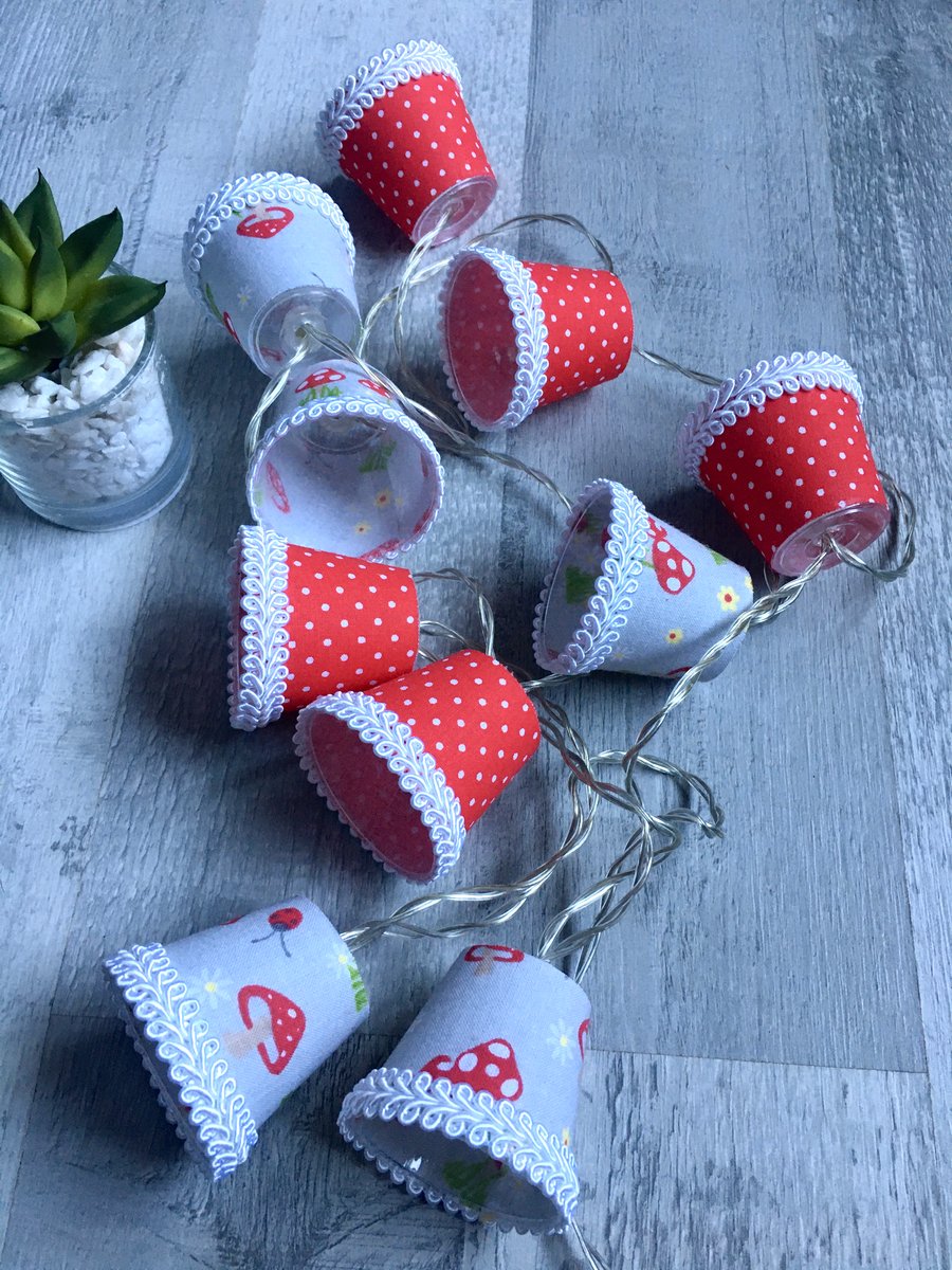 Lampshade Fairy Lights - Toadstools and Red Polka